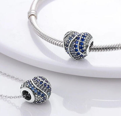 Sparkling Blue Zircon Heart Charm