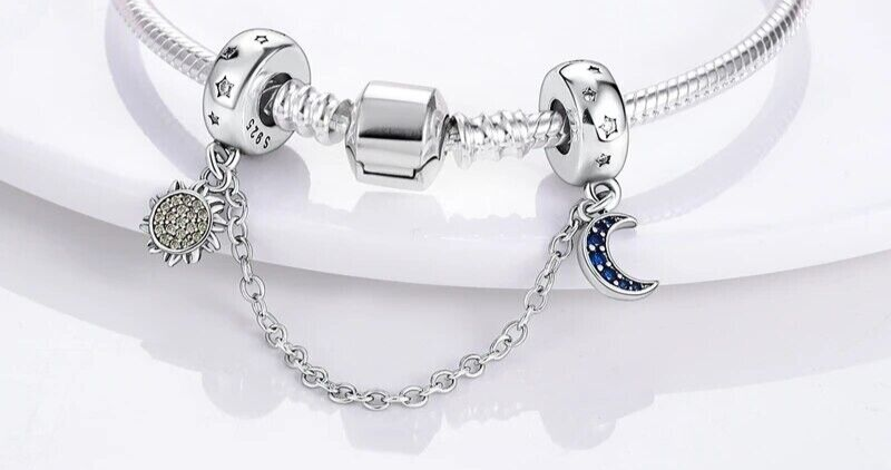 Safety Chain Sun and Moon Charm