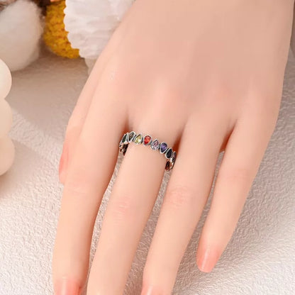 Multicoloured Ring With Teardrop Cubic Zirconia