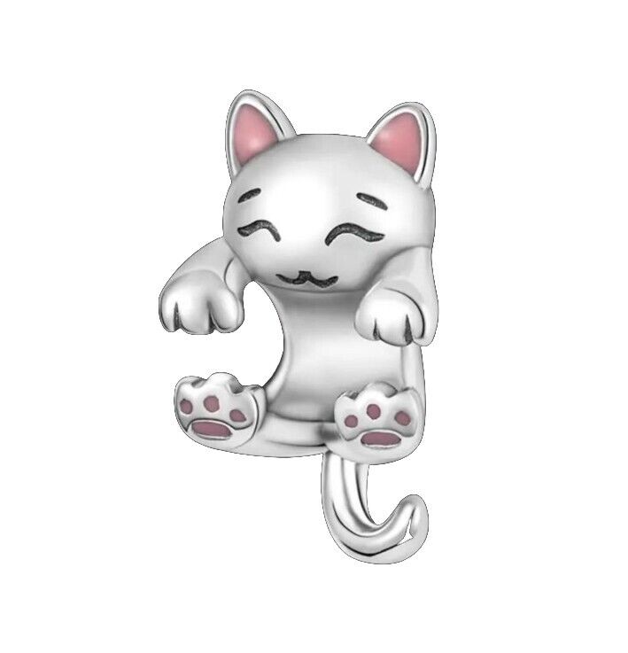 Cute Cat Silver Pink Ears Charm