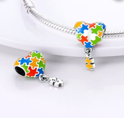 Puzzle Heart Balloon Charm
