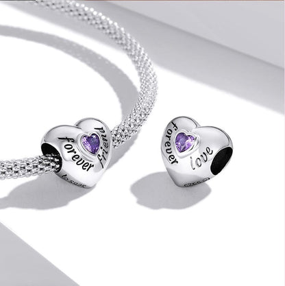 Forever Love Heart With Zircon Bead Charm