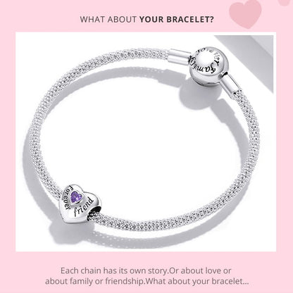 Forever Love Heart With Zircon Bead Charm