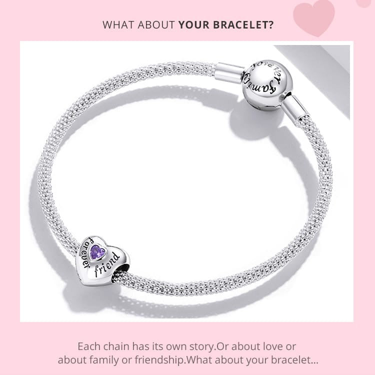 Forever Love Heart With Zircon Bead Charm