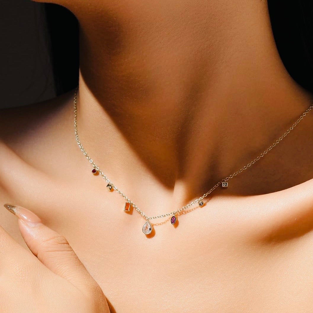Sterling Silver Multi-Stone Necklace