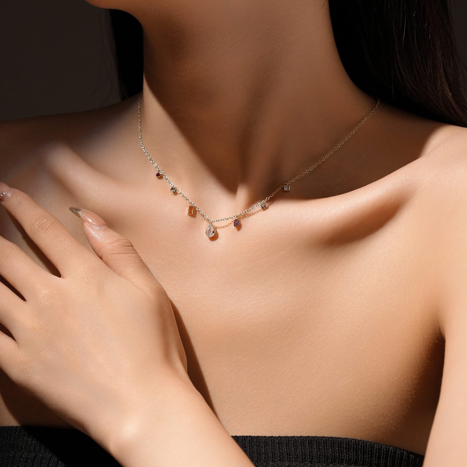 Sterling Silver Multi-Stone Necklace