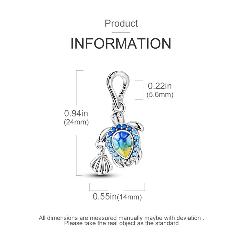 Sea Turtle Zirconia Dangle Charm