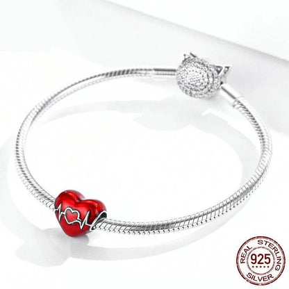 Red Love Heart Heartbeat Charm
