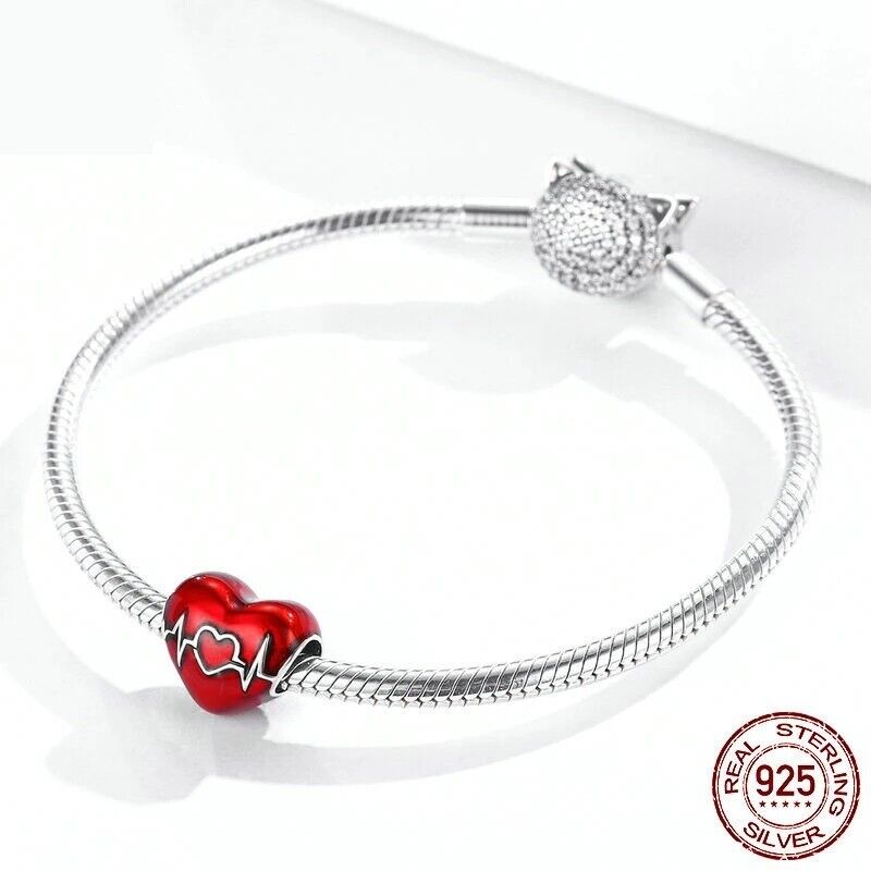 Red Love Heart Heartbeat Charm