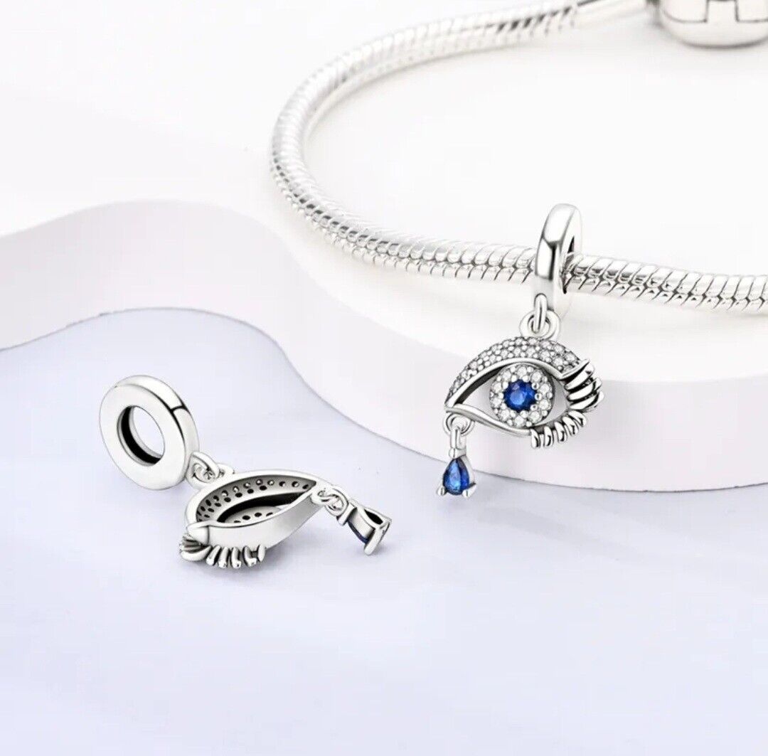 Blue Zircon Evil Eye Dangle Charm