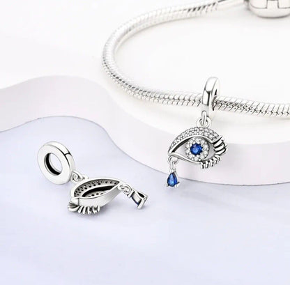 Blue Zircon Evil Eye Dangle Charm