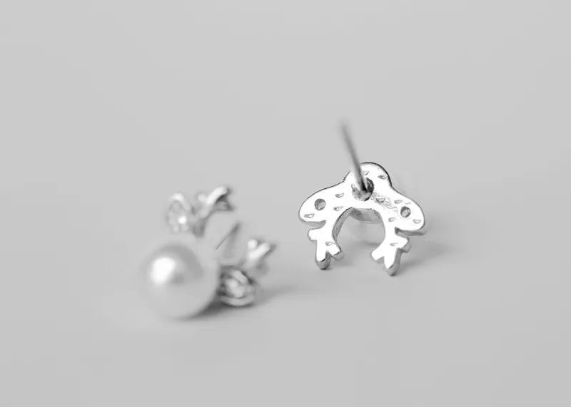 Zirconia & Pearl Reindeer Stud Earrings