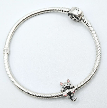 Cute Cat Silver Pink Ears Charm