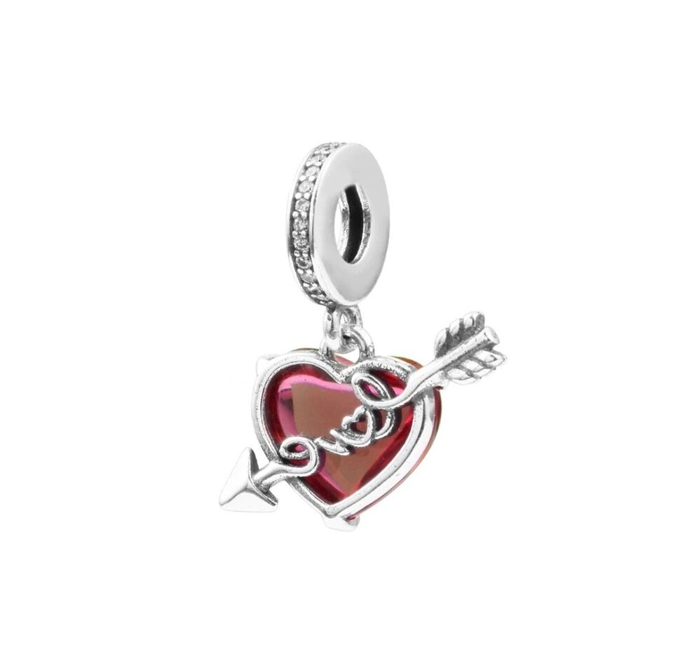 Red Heart With Arrow Dangle Charm