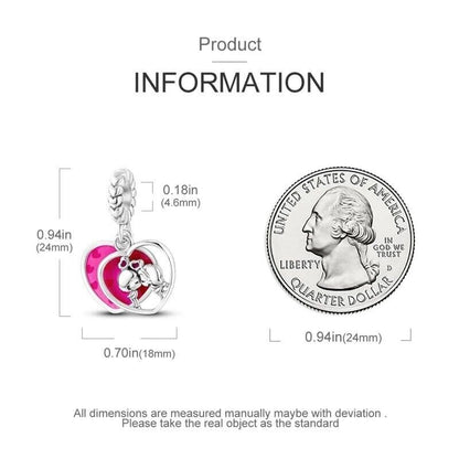 Kissing Couple Pink Heart Dangle