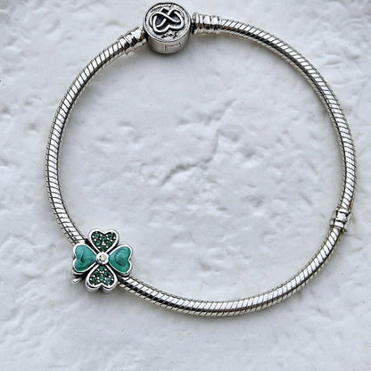 Green Zircon Lucky Clover Charm
