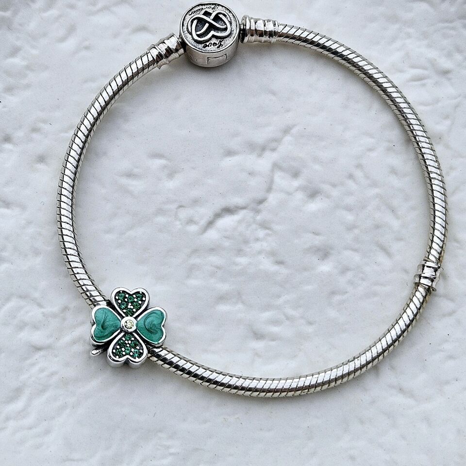 Green Zircon Lucky Clover Charm