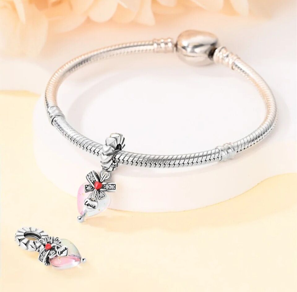 Love Heart Zirconia Bow Dangle