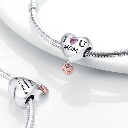 Love Mum Heart With Zirconia Charm