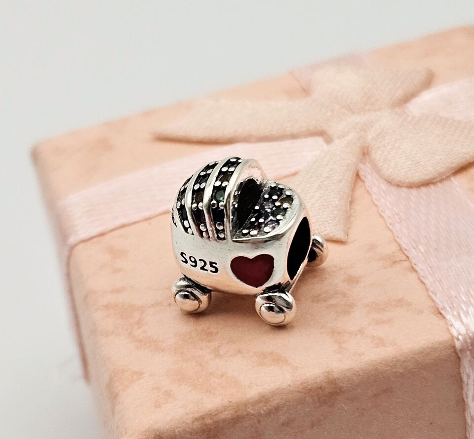Multicoloured Zircon Baby Pram Charm