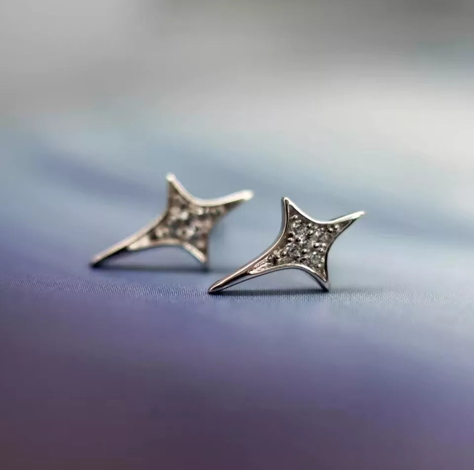 Sparkling Zirconia Star Stud Earrings