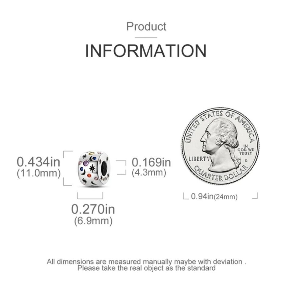 Multicoloured Zircon Moon Star Charm