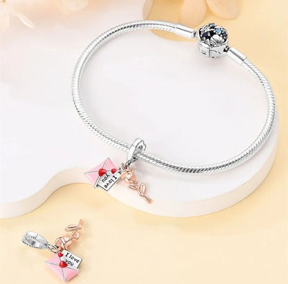 Love Letter & Rose Dangle Charm