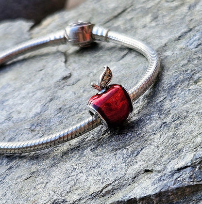 Red Apple Zirconia Leaf Charm