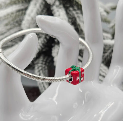 Red Gift With Snowflakes Charm