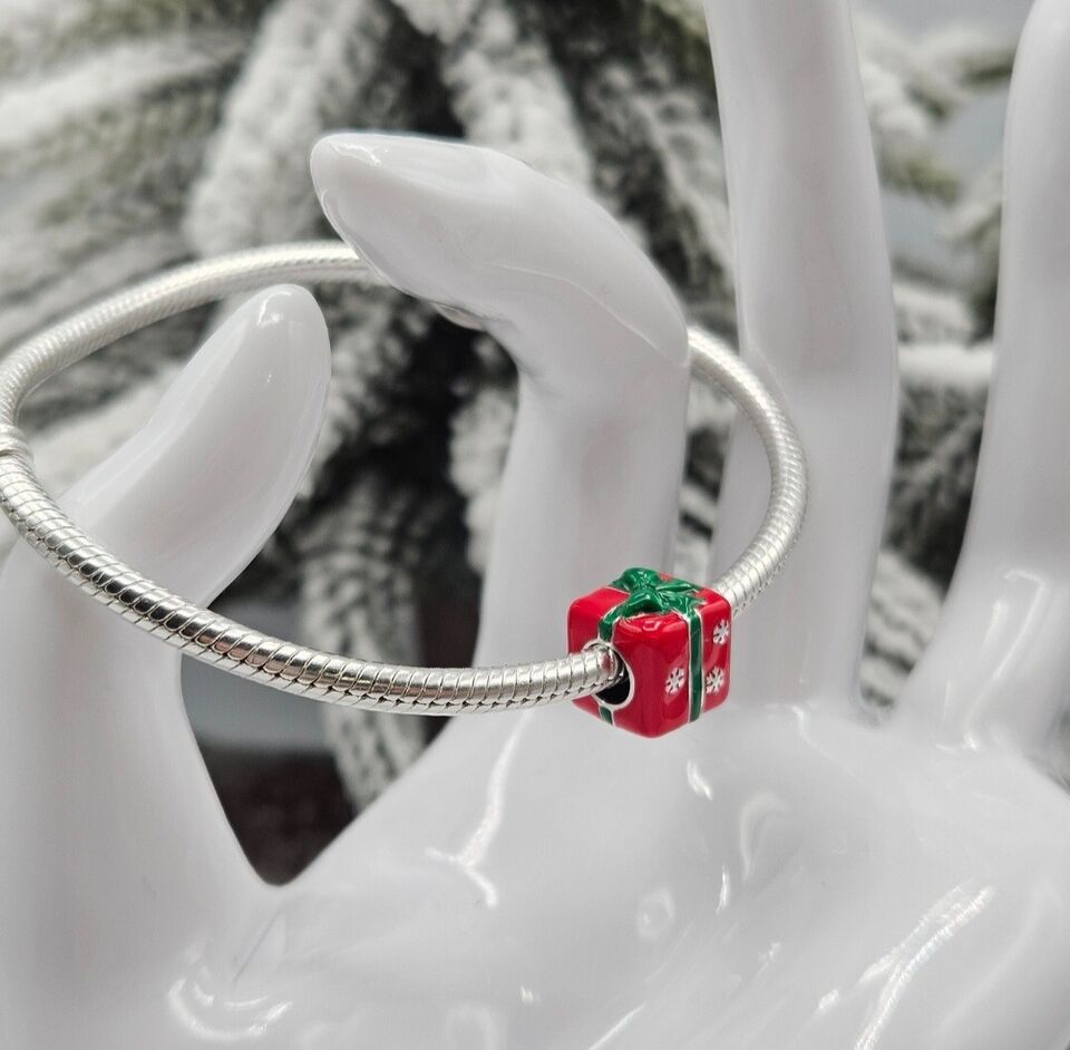 Red Gift With Snowflakes Charm