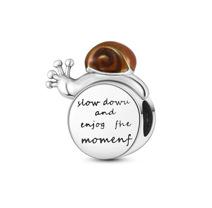 Snail on Clock With Zircon Charm