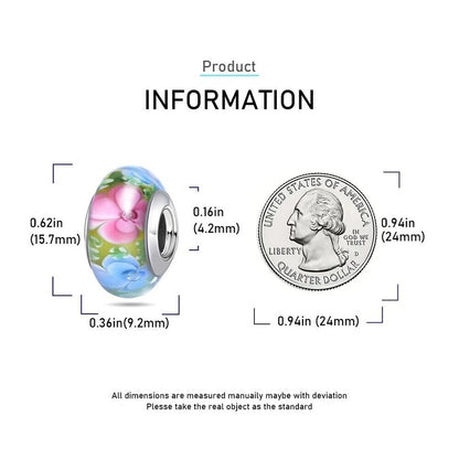 Glitter Flowers in Murano Glass Charm