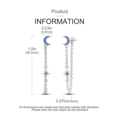 Blue Moon & Star Stud Earrings