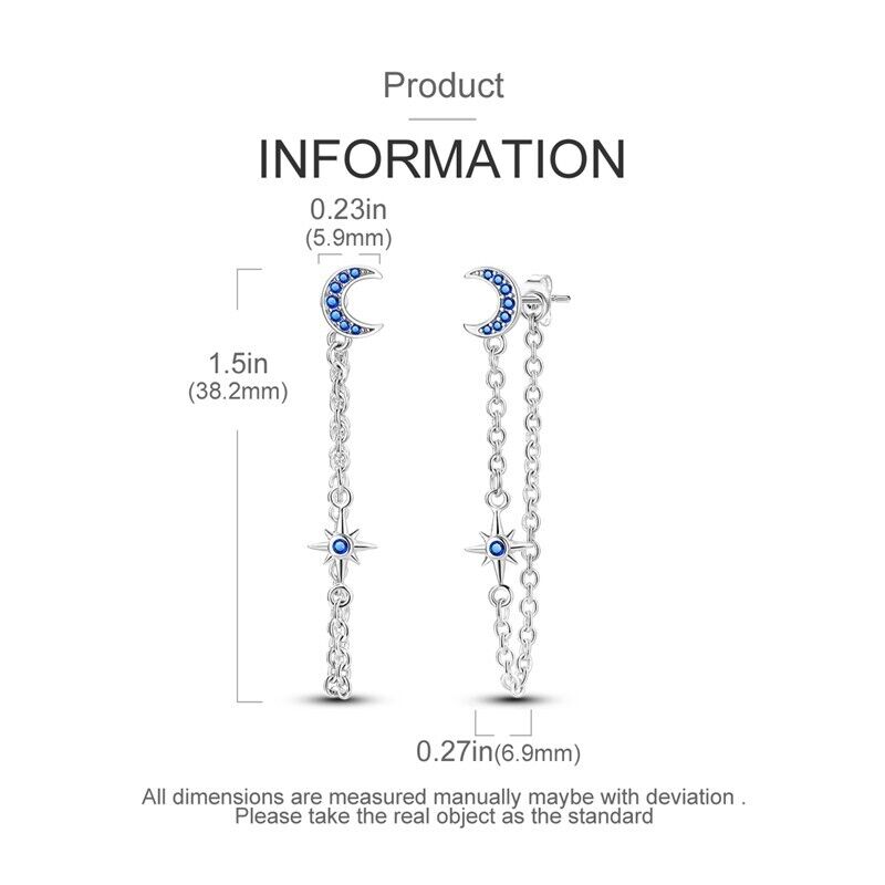 Blue Moon & Star Stud Earrings