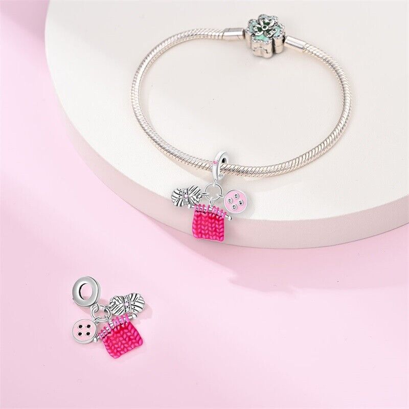 Knitting Needless & Wool Dangle Charm