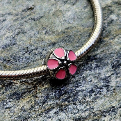 Pink Flower Clip On Charm