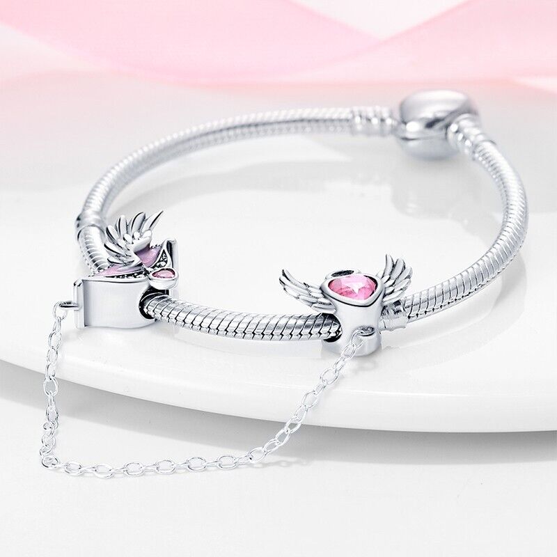 Cupid's Arrow & Pink Heart Safety Chain