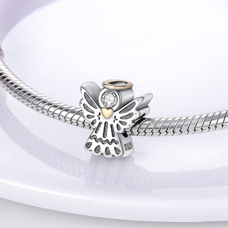 Guardian Angel With Golden Heart Charm