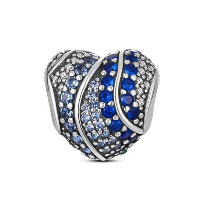 Sparkling Blue Zircon Heart Charm