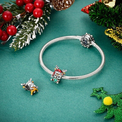 Baby Reindeer With Santa Hat Charm