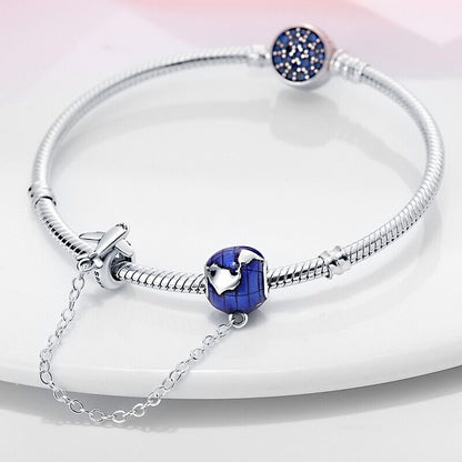 Blue Globe & Plane Safety Chain