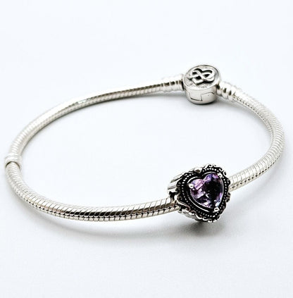 Purple Pink Love Heart Charm