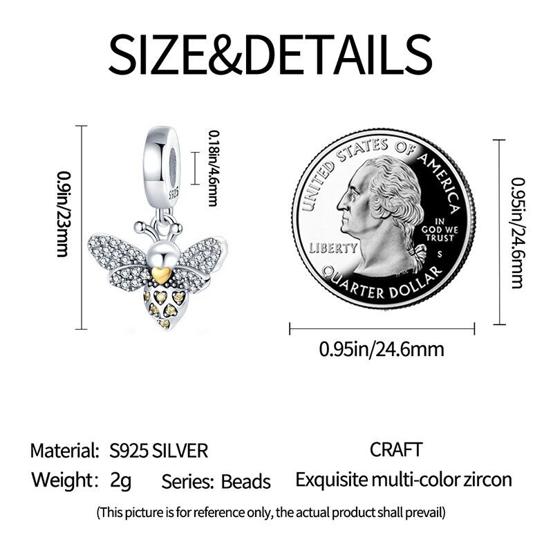 Sparkling Zirconia Bee Dangle Charm