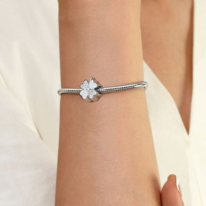 White & Zirconia Lucky Clover Charm