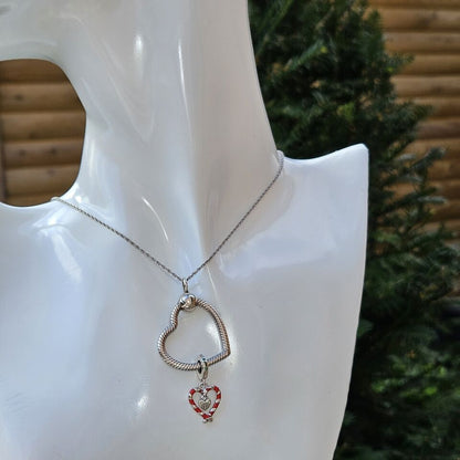 Candy Cane Heart Dangle Charm