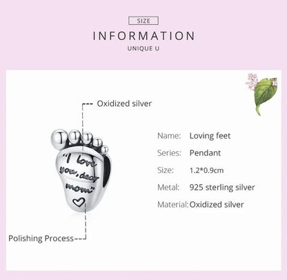 Love Mum Baby Foot Charm