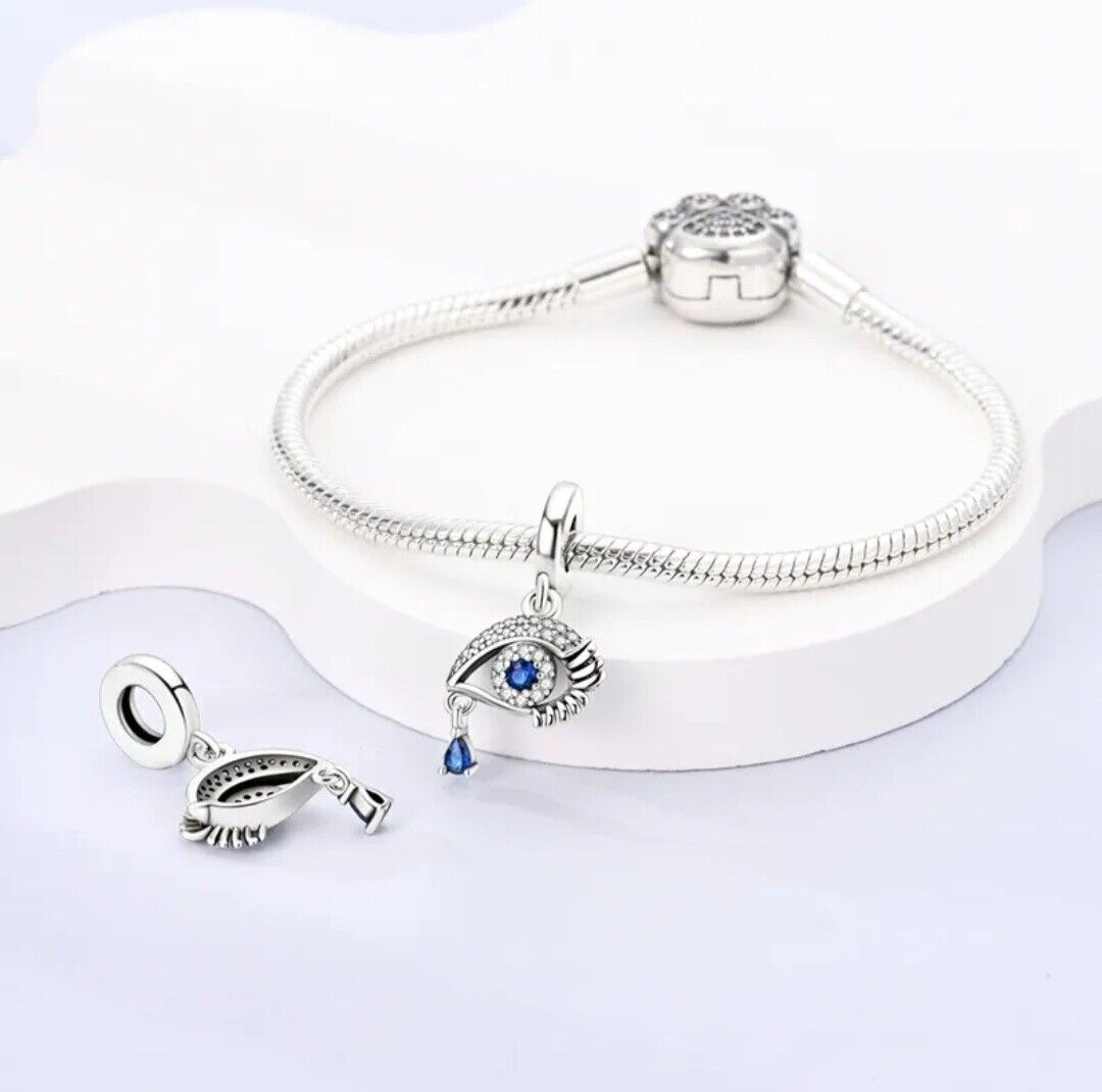 Blue Zircon Evil Eye Dangle Charm