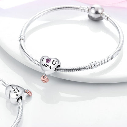 Love Mum Heart With Zirconia Charm
