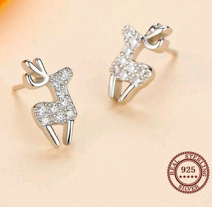 Reindeer Sparkling Zirconia Stud Earrings