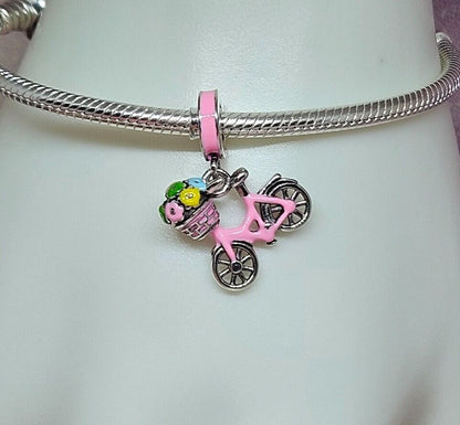 Pink Bike With Flowers Charm
